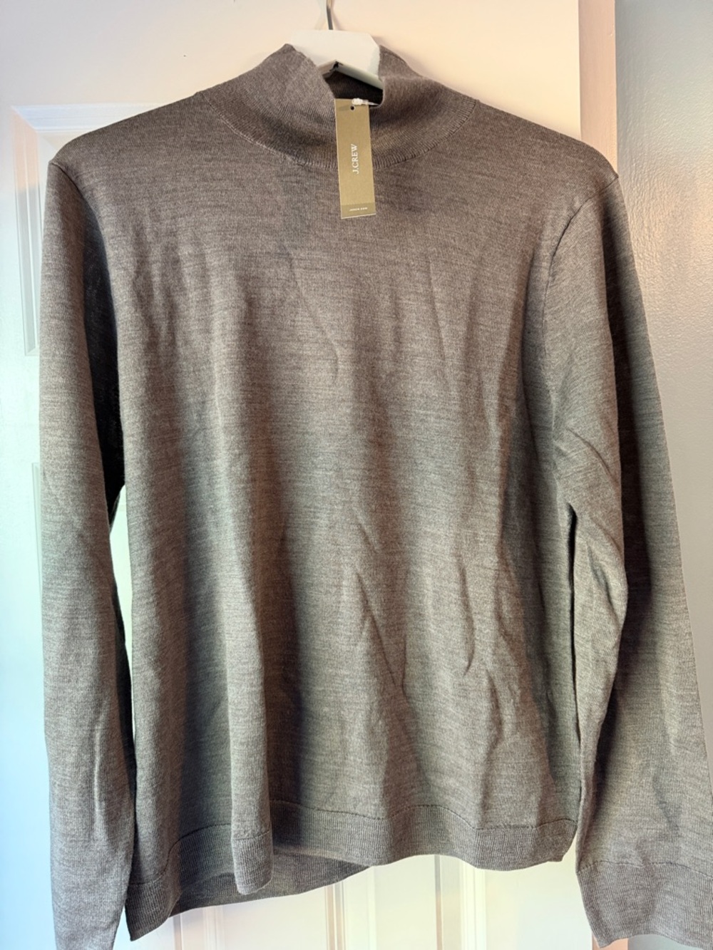 J. Crew Gray Lightweight Mock-Turtleneck Sweater